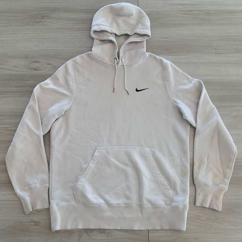 Nike Solo Swoosh Fleece Hoodie Men’s Medium Grey Lining. Stained